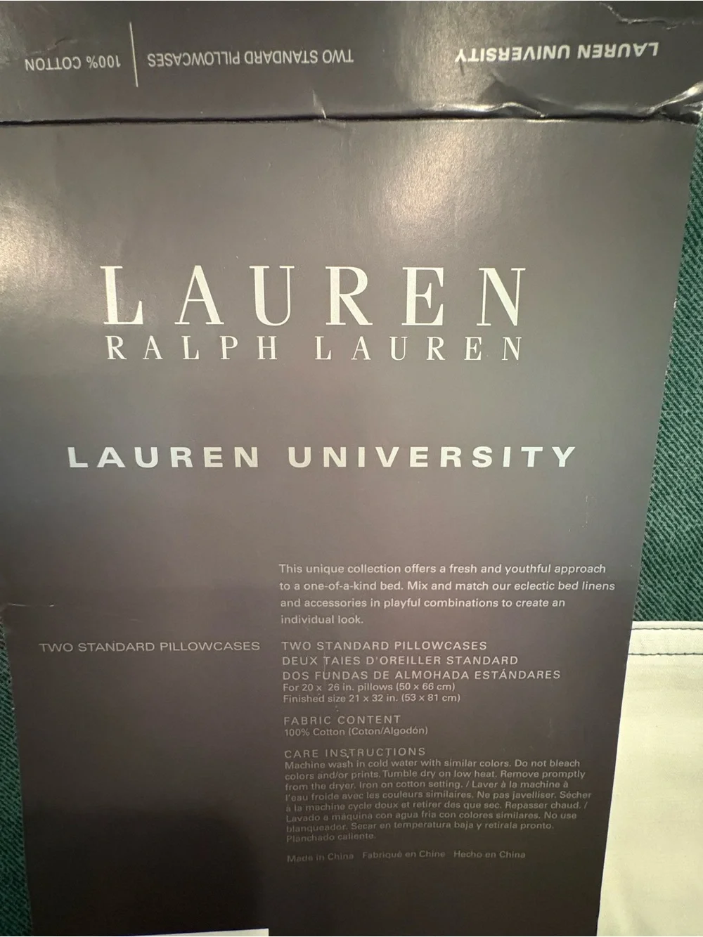 Ralph Lauren Lauren Green Striped Standard Pillowcases in Original packaging